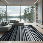 Modern Monochrome Vertical Linear Stripe Rug