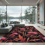 Autumn Thistle Floral Dark Botanical Rug