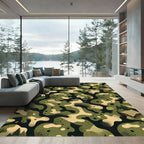 Modern Woodland Camouflage Cabin Texture Rug