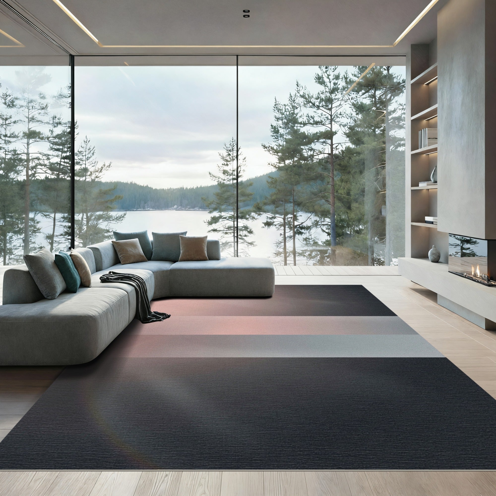 Soft Gradient Ombr Stripes Rug