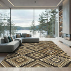 Tribal Brown Diamond Geometric Rug