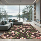 Elegant Infinity Blossom Espresso Floral Rug