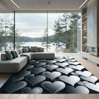 Monochrome Gradient Heart Pop Art Rug