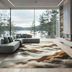 Serene Ethereal Mountain Fog Landscape Rug