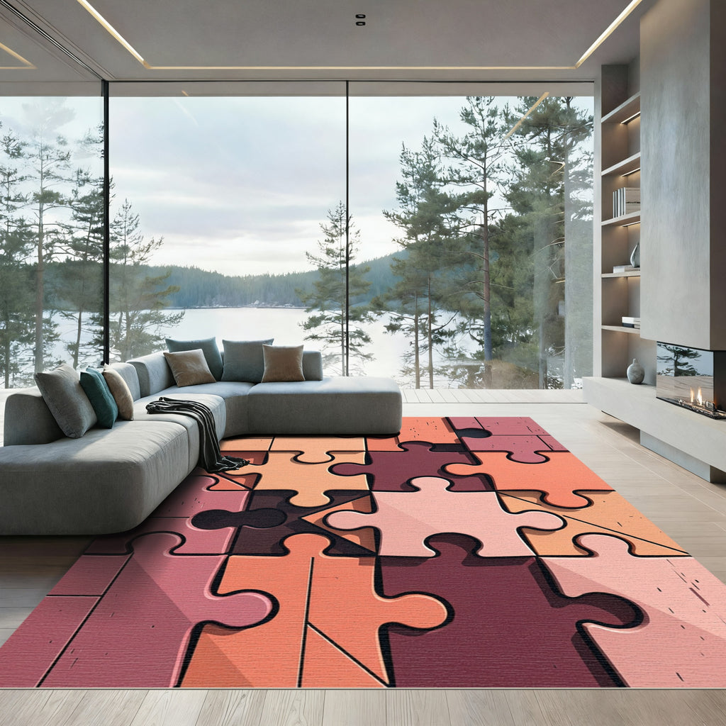 Warm Tones Jigsaw Composition Rug