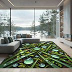 Lush Green Dewy Grass Forest Rug
