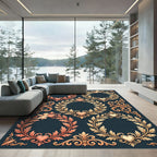 Cherubic Heart Floral Laurel Wreath Ornament Rug