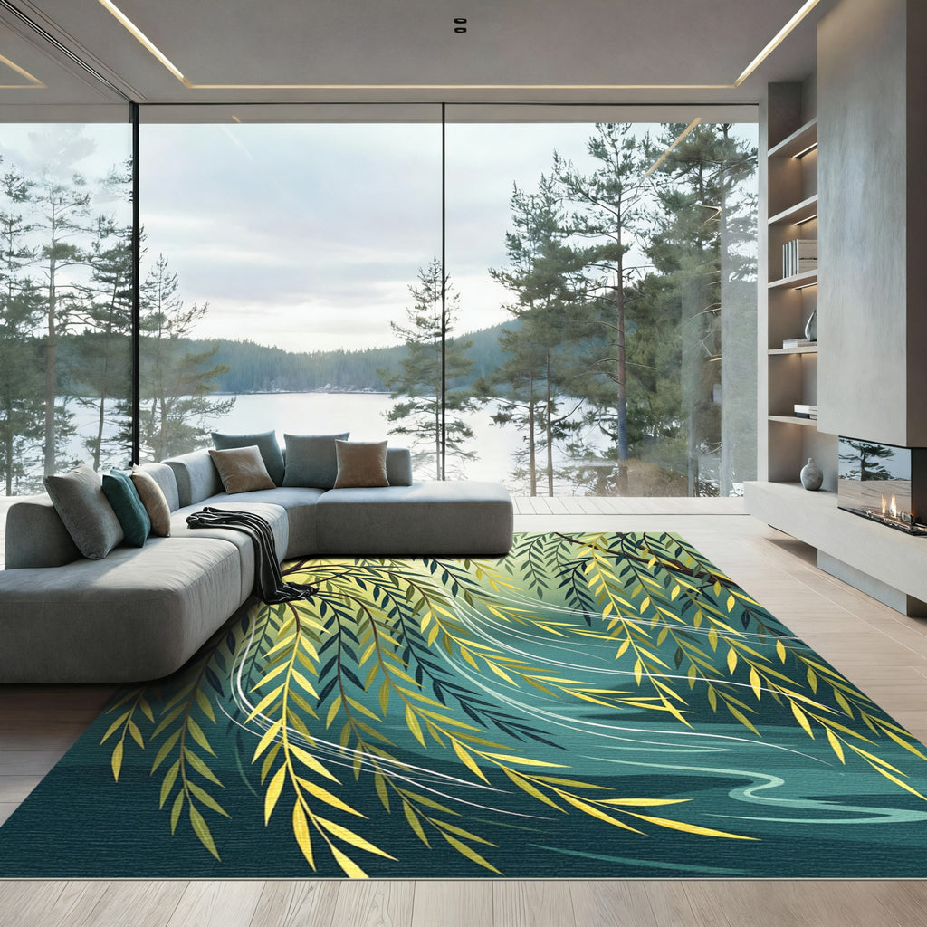 Weeping Willow Branch Serene Water Rug