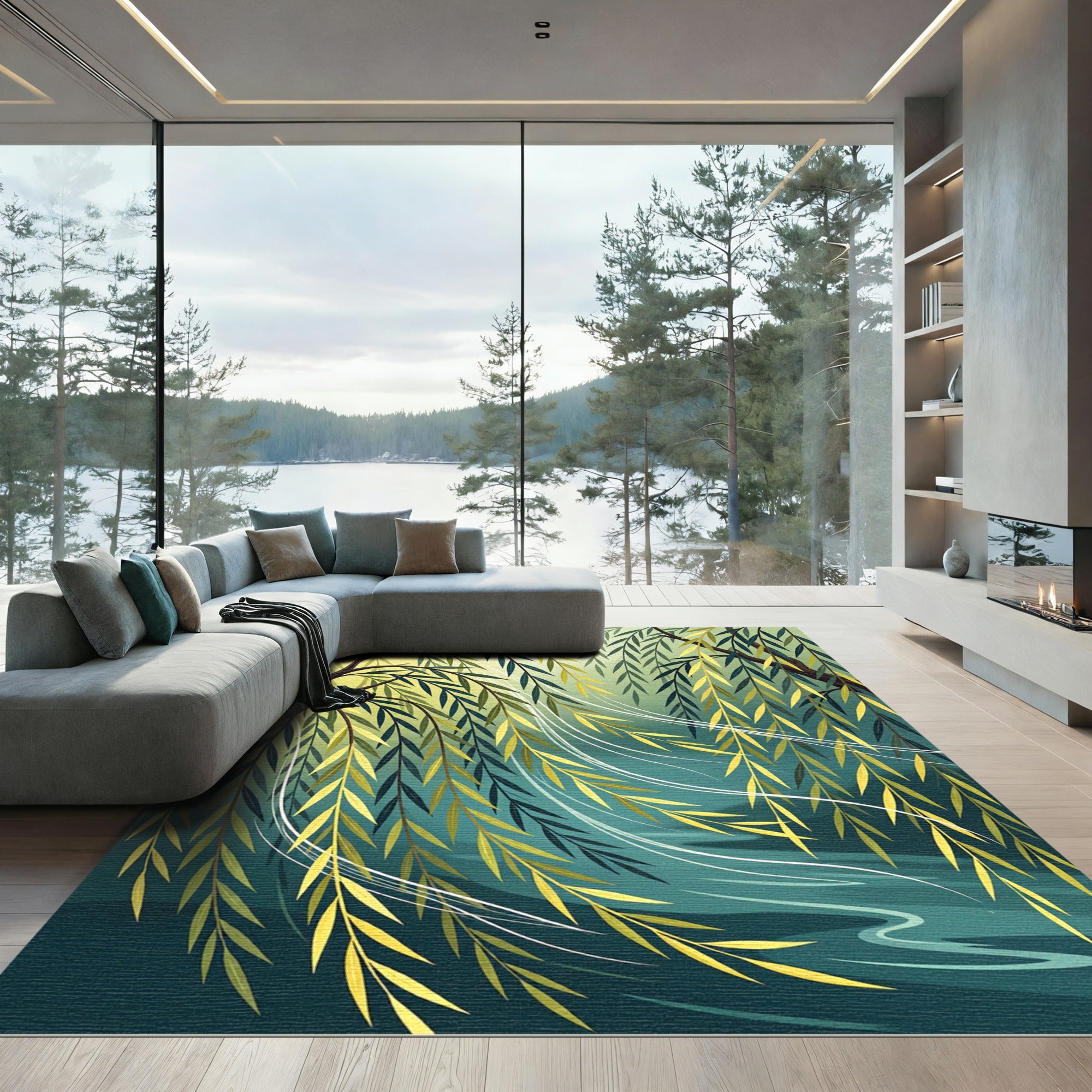 Weeping Willow Branch Serene Water Rug
