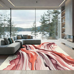Red Watercolor Waterfall Fluid Art Rug