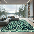 Geometric Sage Rope Knot Medallion Rug