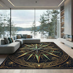 Gold Celestial Compass Navigational Star Rug