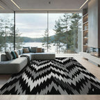 Monochrome Jagged Mountain Range Rug