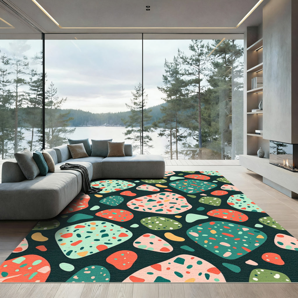 Multicolor Terrazzo Abstract Speckled Stone Rug