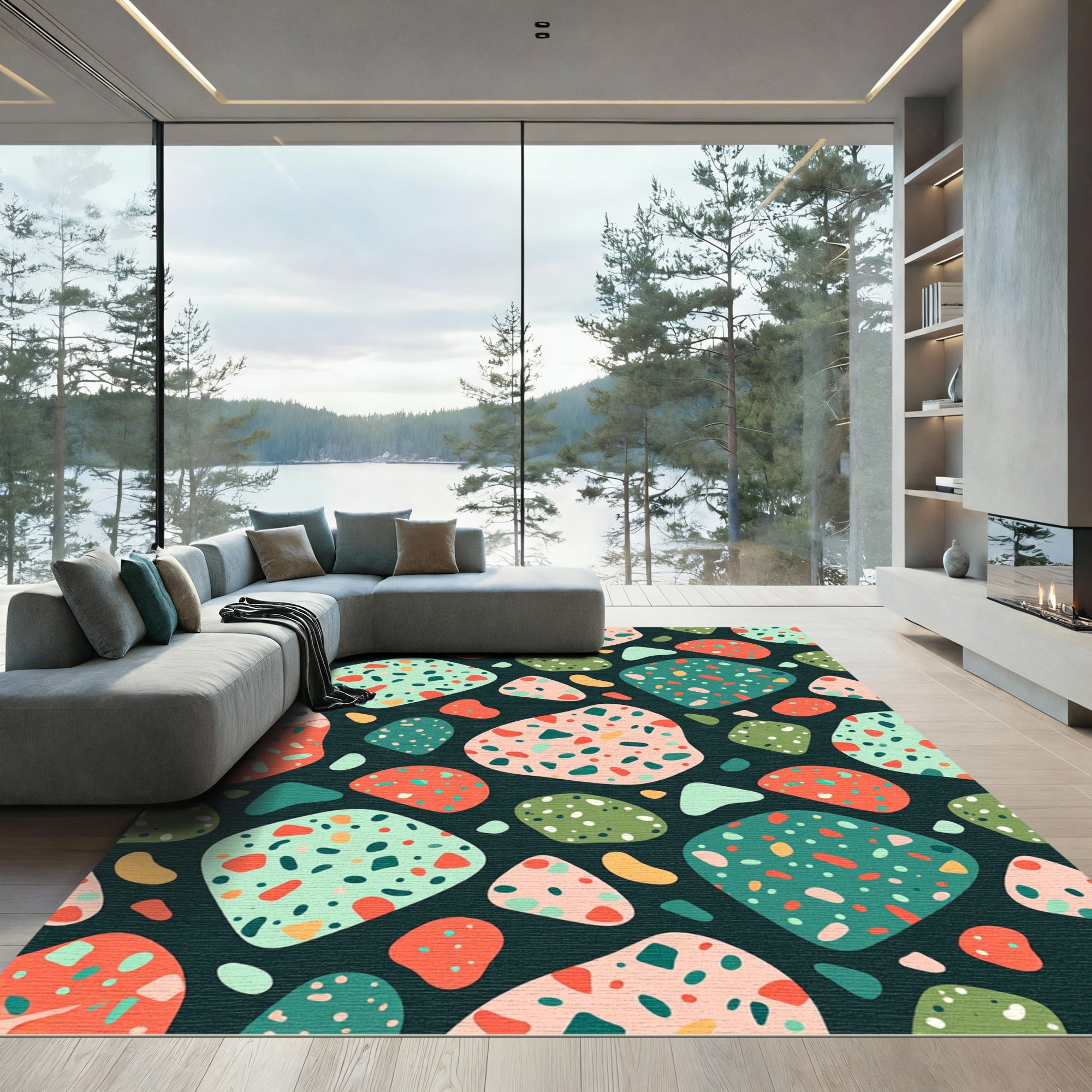 Multicolor Terrazzo Abstract Speckled Stone Rug