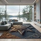 Ornate Metallic Starburst Medallion Rug