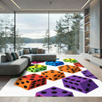Vibrant Isometric Multicolored Dice Grid Rug