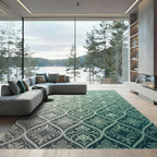 Timeless Teal Floral Lattice Rug