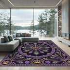 Majestic Purple Peacock Crown Radiance Rug