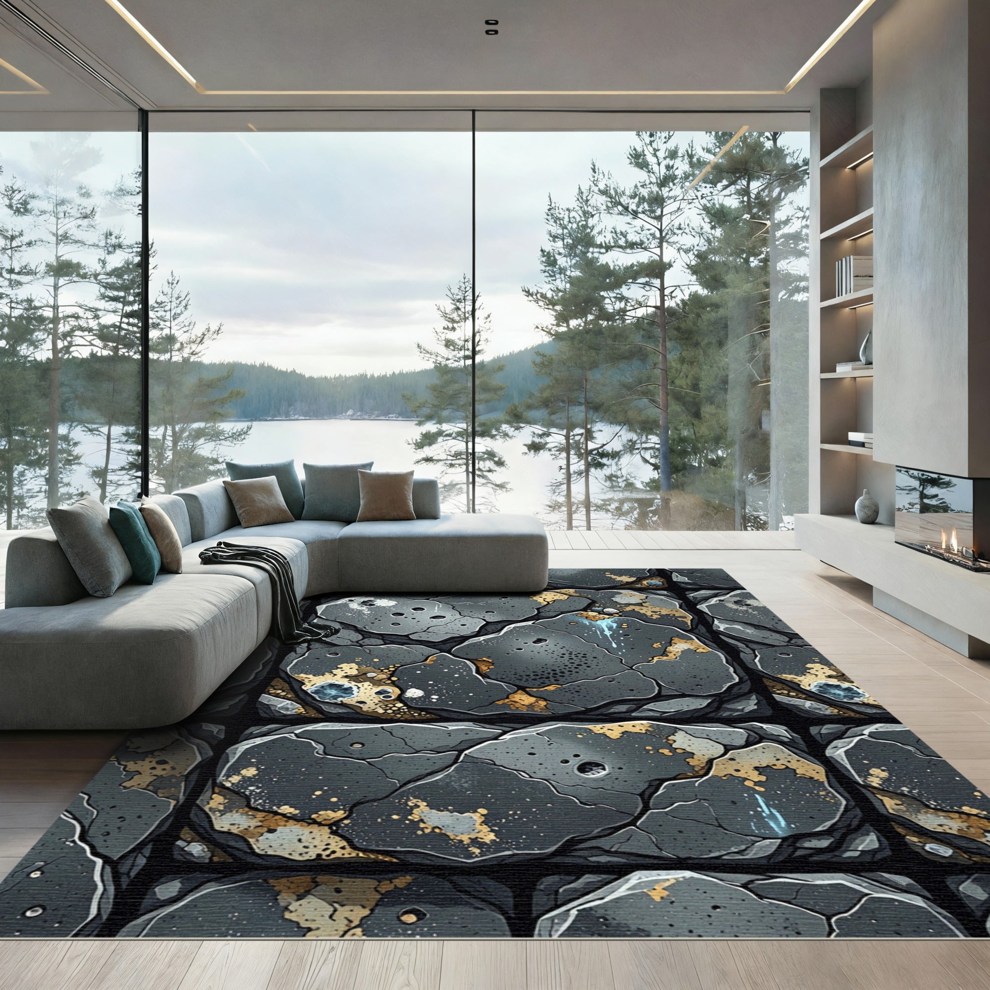 Cracked Stone Texture Rug