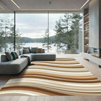Earthy Brown Wavy Organic Stripe Rug