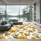 Golden Buttercup Floral Botanical Meadow Rug