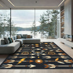 Native American Eagle Sun Arrow Motif Rug