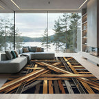Intersecting Wood Grain Bands Rug