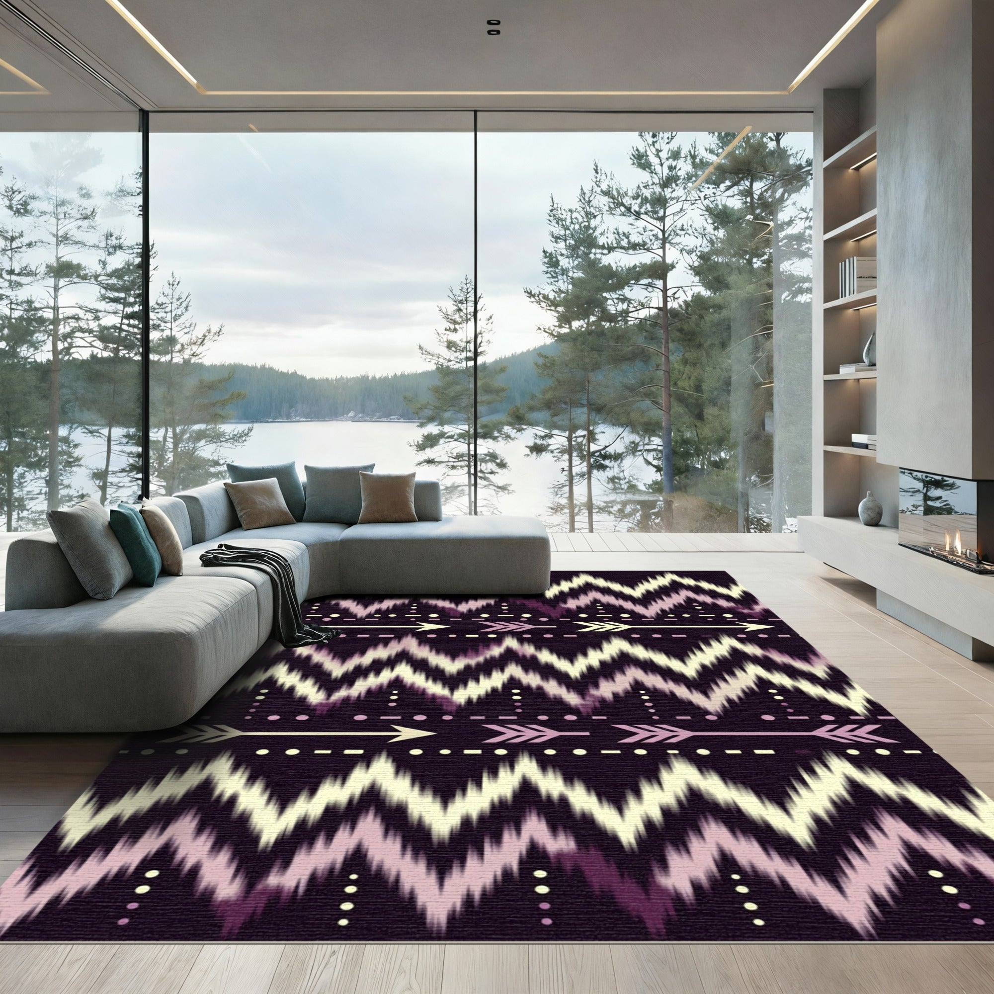Tribal Arrow Chevron Amber Plum Rug