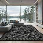 Antique Silver Intricate Mandala Border Rug
