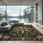 Gilded Lotus Botanical Black Starry Meadow Rug