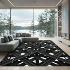 Dark Gray Interlocking Geometric Structure Rug
