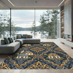 Yellow Village Crested Frame Rug