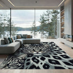 Leopard Face Amidst Spotted Background Rug