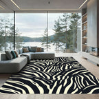 Black and Cream Zebra Stripes Field Rug