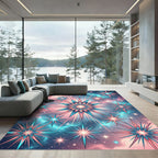 Celestial Pink and Teal Starburst Rug