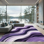 Modern Lavender Swirling Abstract Waves Rug