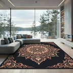 Elegant Peach and Cream Floral Medallion Rug
