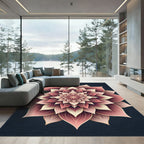 Crimson Rose Mandala Floral Rug