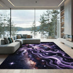 Ethereal Purple Cosmic Nebula Swirl Rug