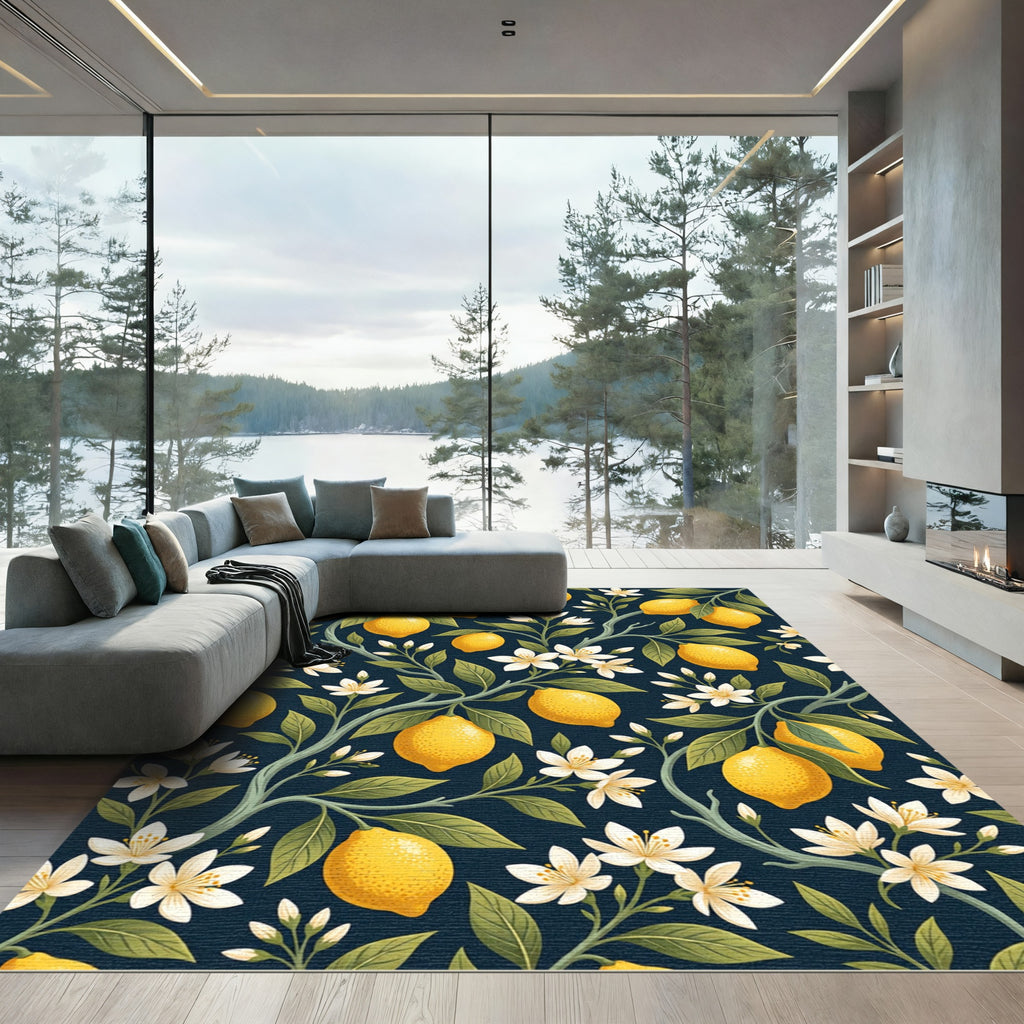 Botanical Lemon Grove Navy Orchard Rug