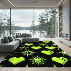 Neon Pixelated Hearts and Radiating Stars Rug
