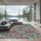 Pink Rose Lattice Bamboo Geometric Rug