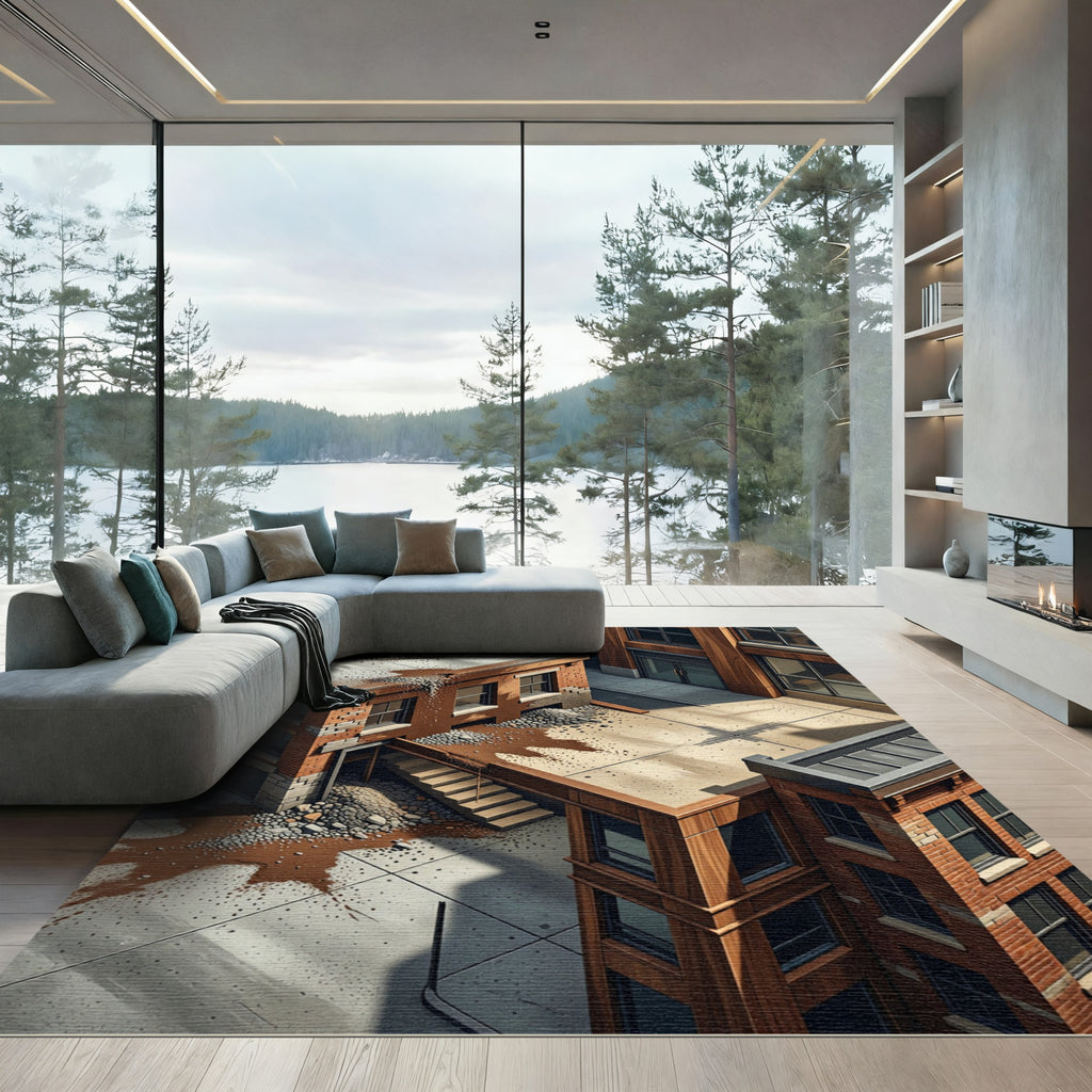 Urban Rooftop Mud Splash Texture Rug