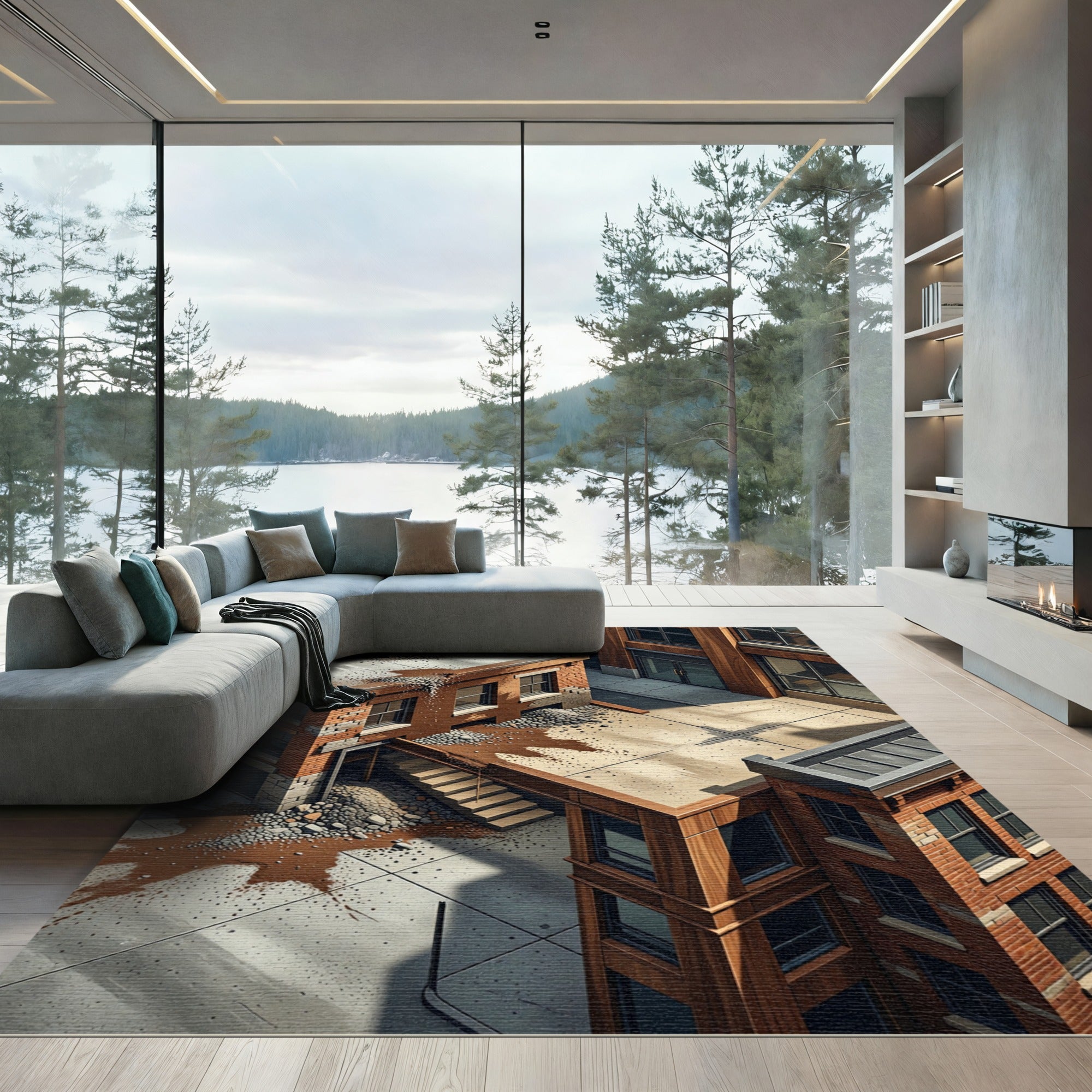 Urban Rooftop Mud Splash Texture Rug