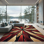 Crimson Gold Shattered Starburst Rug