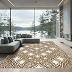 Intricate Beige Cream Interlocking Lattice Rug