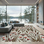 Coral Wildflower Meadow Grass Rug