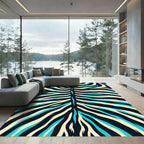 Aqua Cream Tiger Stripe Accent Rug