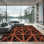 Rust Orange Geometric Truss Rug